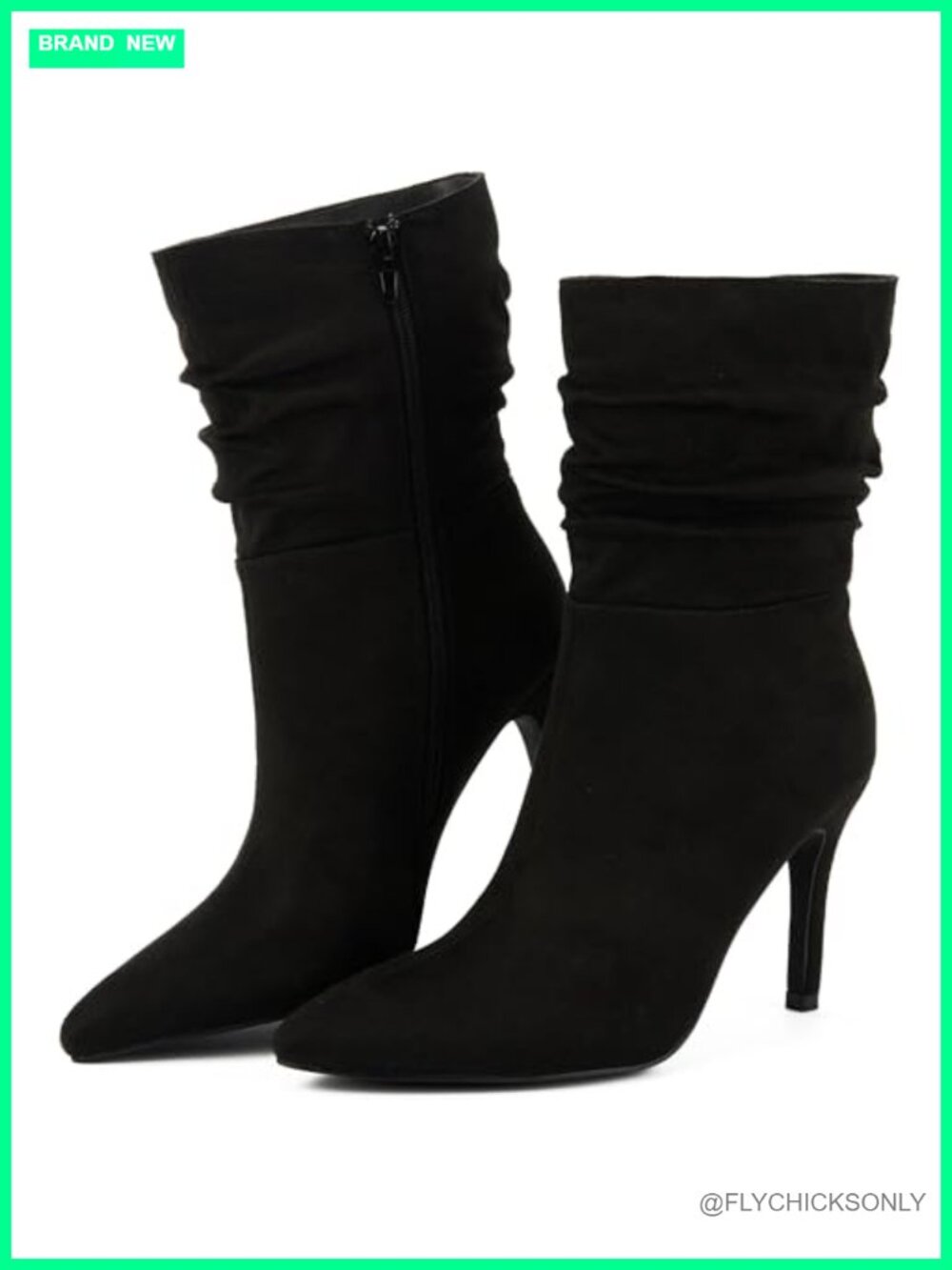 Womens Faux Suede Stiletto High Heel Pointed Toe Slouchy Ankle Boots Dress